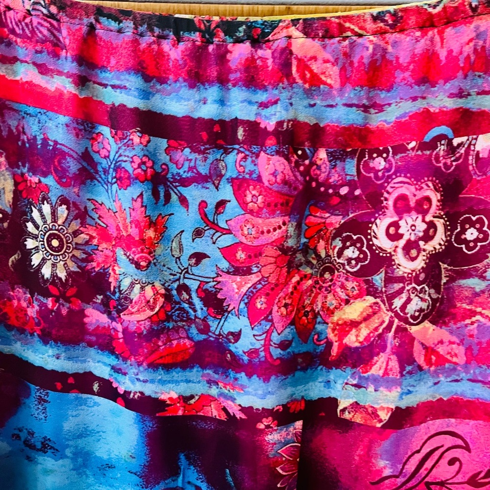 Chico's Asymmetrical Floral Skirt - Red and Blue vintage, silk, size 1, ethereal - Picture 3 of 11